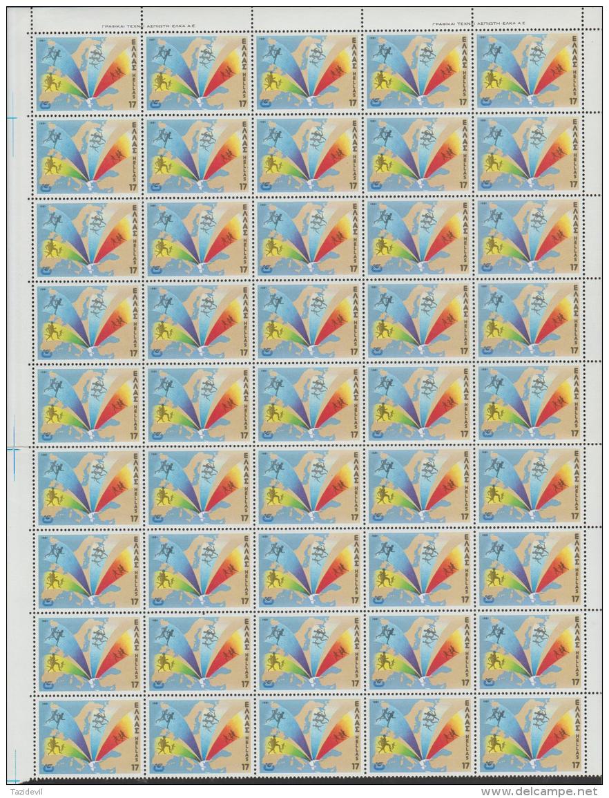 GREECE - 1981 Athletic Championships - Olympic Stadium Part Sheets Of 45. Scott 1388-89. MNH ** Priced To Clear - Feuilles Complètes Et Multiples