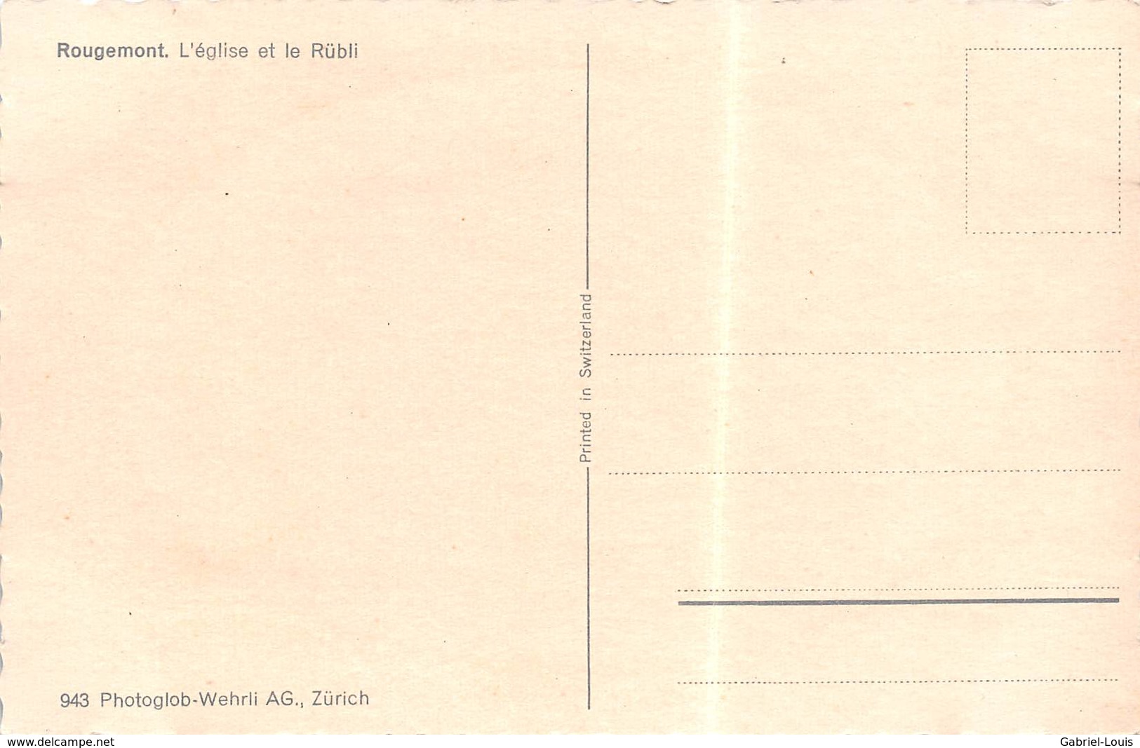 Rougemont. L'église Et Le Rübli ( Couleur Petit Format 14 X 9 Cm ) - Non Circulé - Rougemont