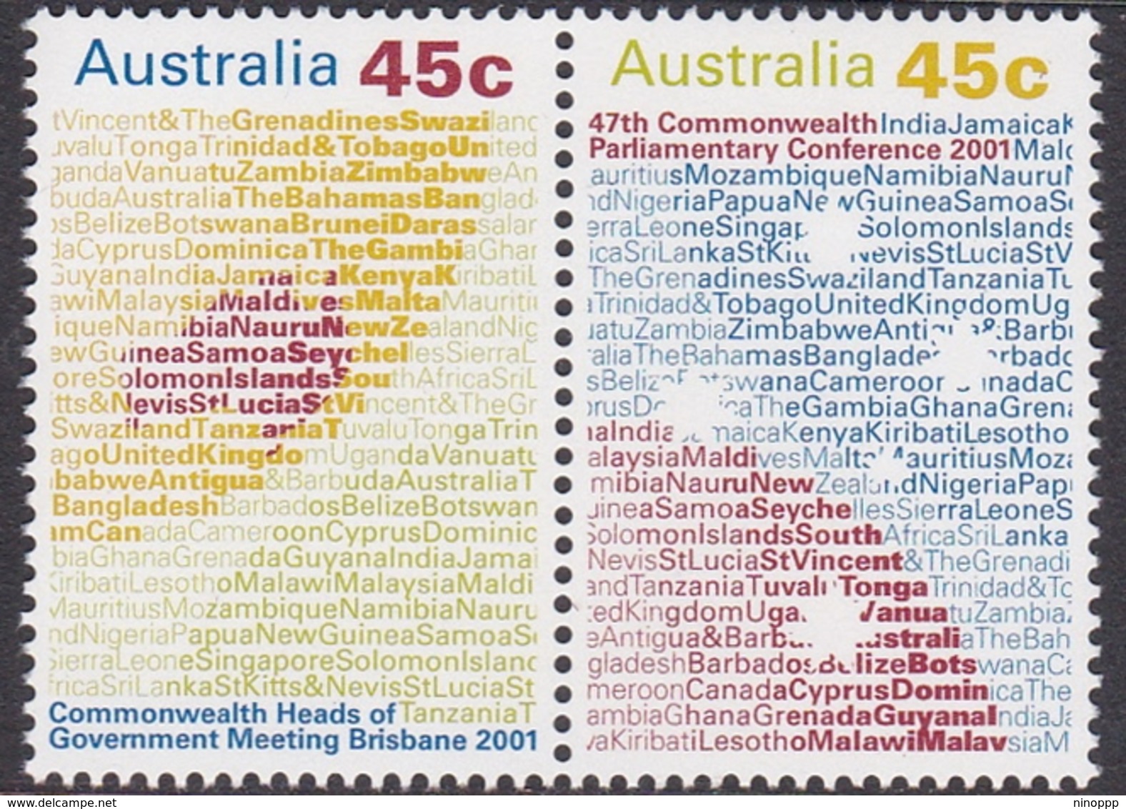 Australia ASC 1938-1939 2001 Commonwealth Parliamentary Meetings, Mint Never Hinged - Mint Stamps