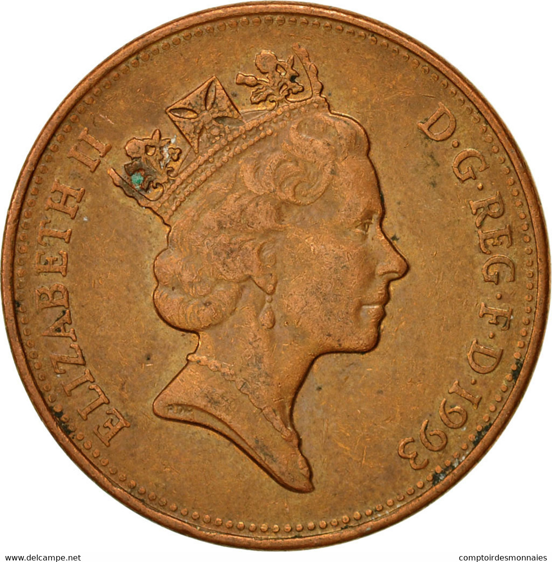 Monnaie, Grande-Bretagne, Elizabeth II, 2 Pence, 1993, TTB, Copper Plated Steel - 2 Pence & 2 New Pence