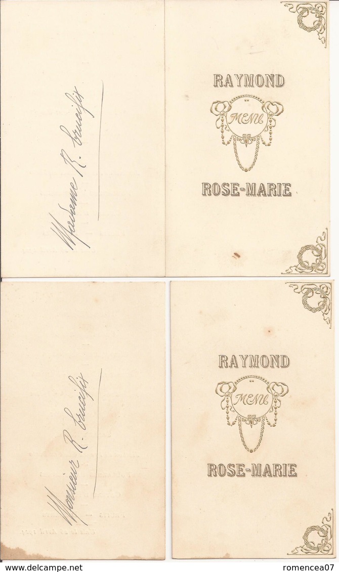 MENU - Lot Des 2 Menus De M Et Me Brucifix - Mariage Entre Raymond Et Rose-Marie - Le 26 Avril 1924 - A Voir T - Menus