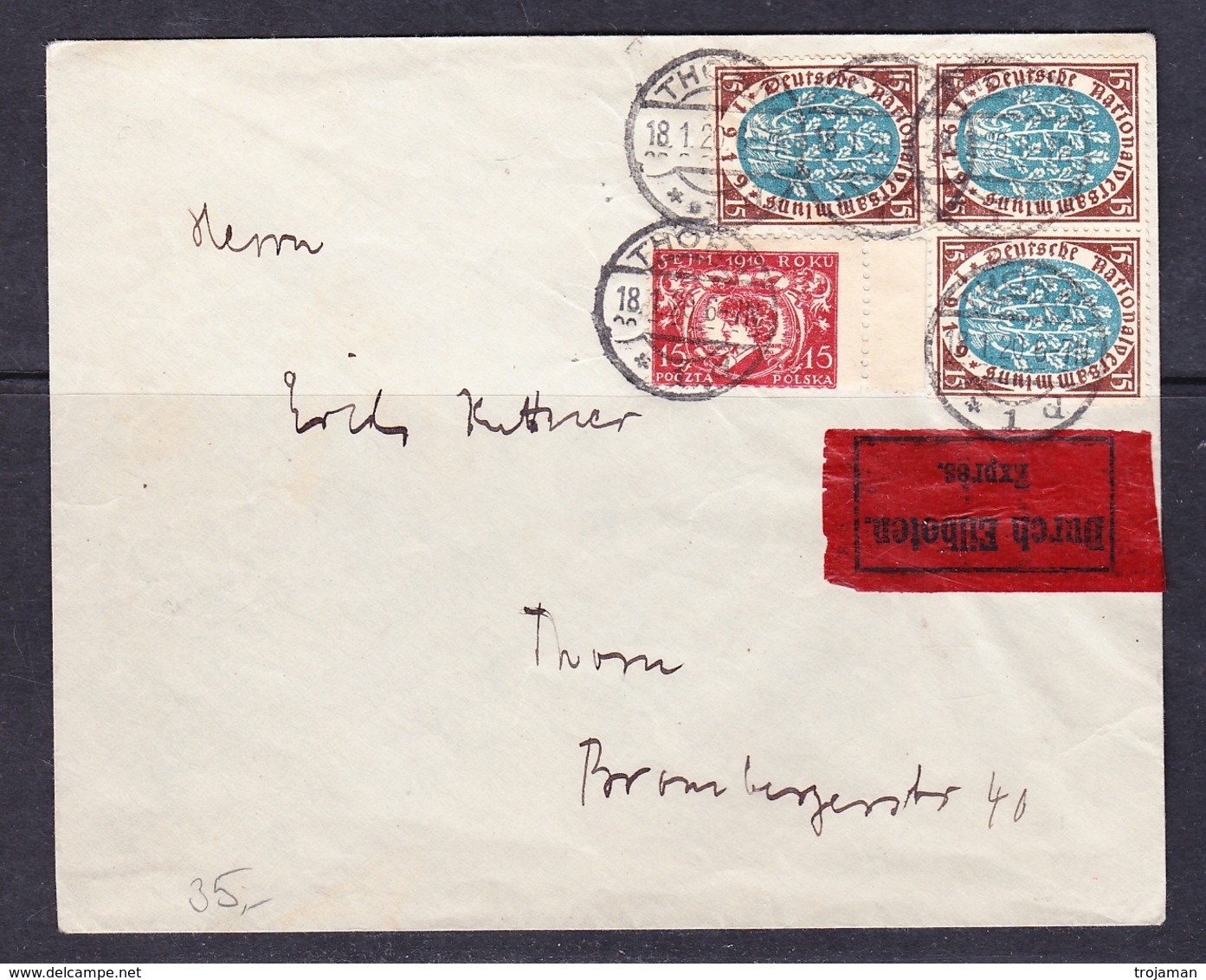 EXTRA-18-07-21 ENVELOPE WITH POLISH AND GERMAN STAMPS. - Briefe U. Dokumente