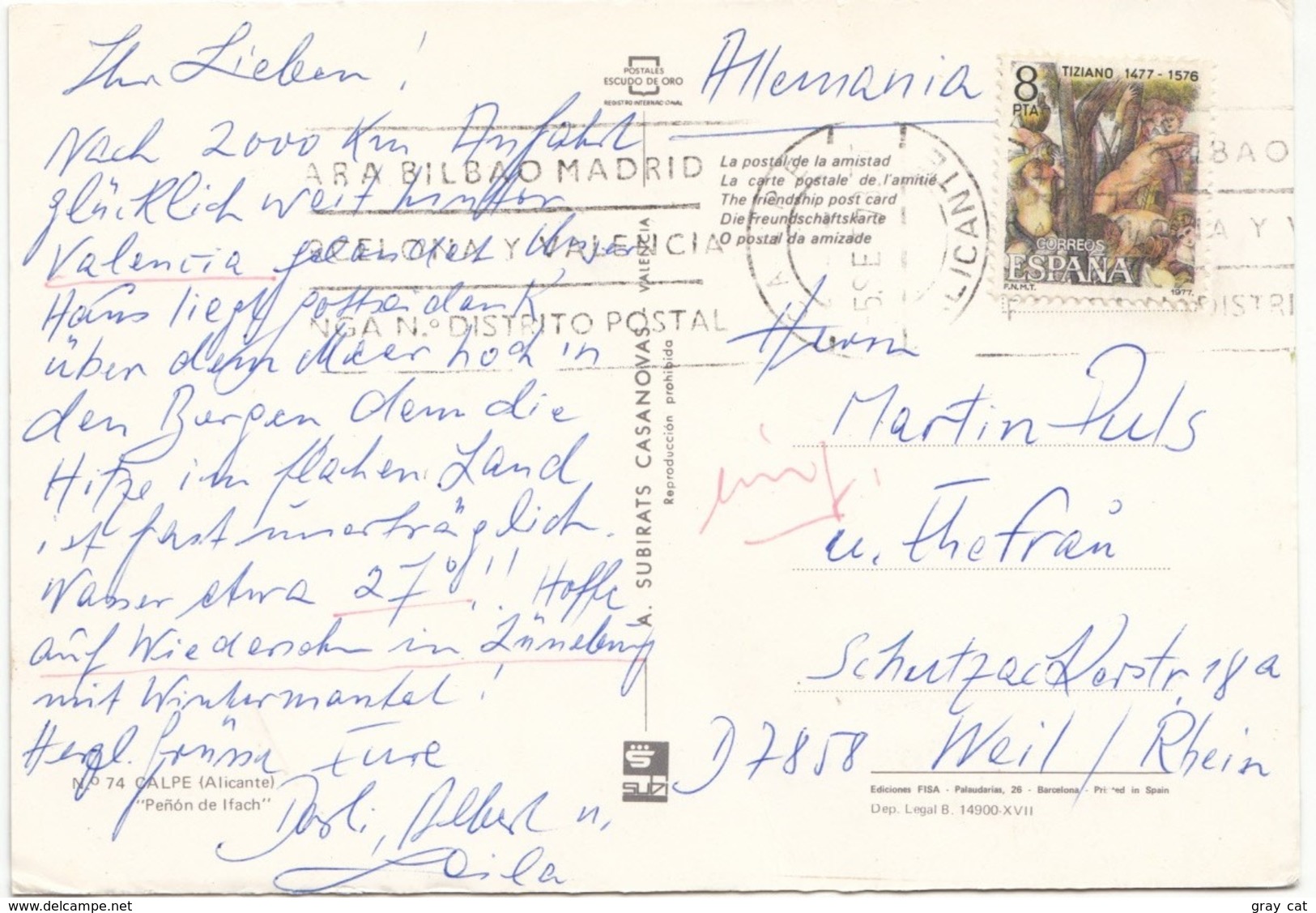 Spain, CALPE (Alicante), Penon De Ifach, Used Postcard [21523] - Alicante