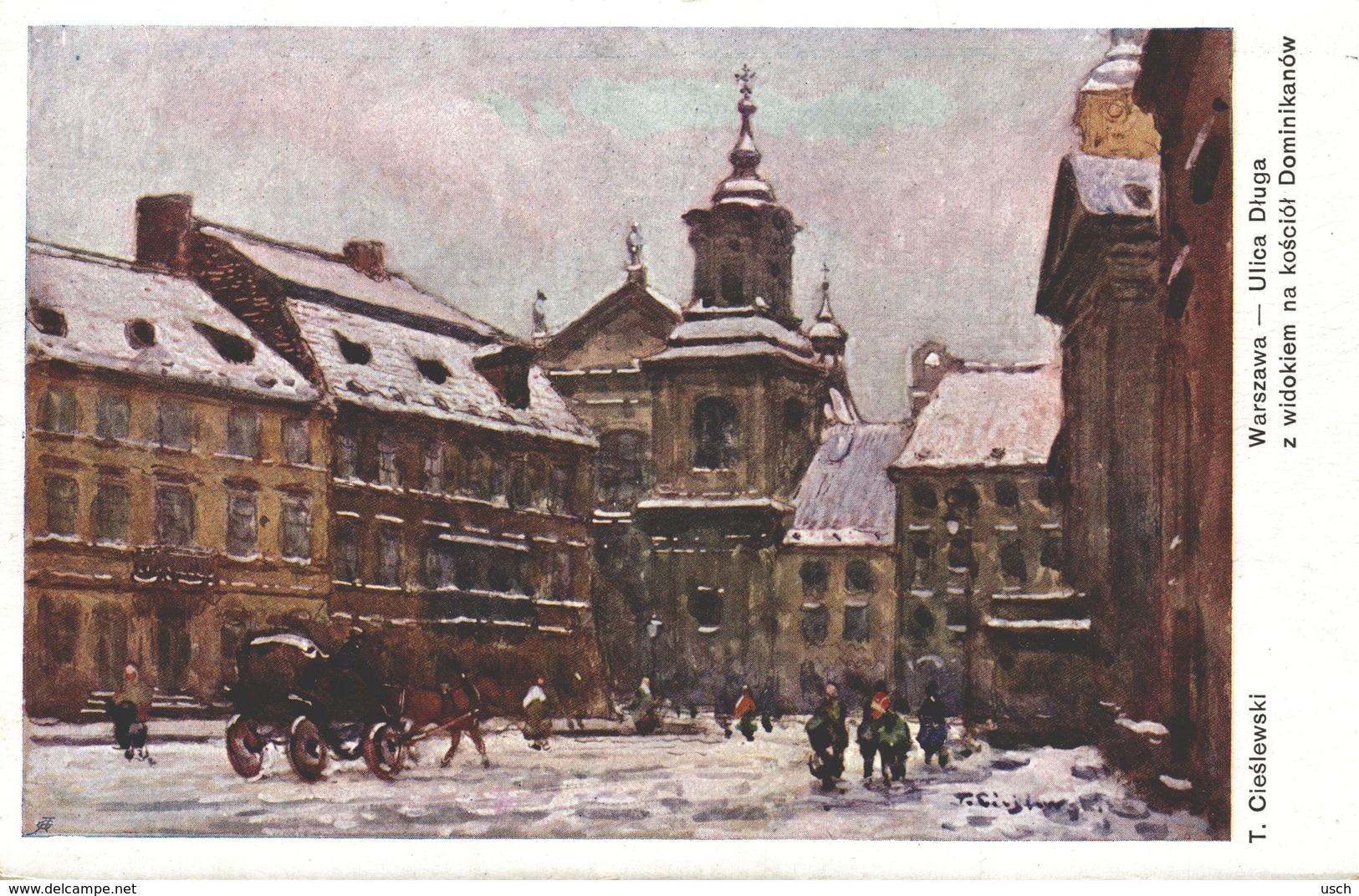 POLSKA - POLAND Postcard - WARSZAWA, Ulica Dluga, ARTIST T. CIESLEWSKI - Polonia