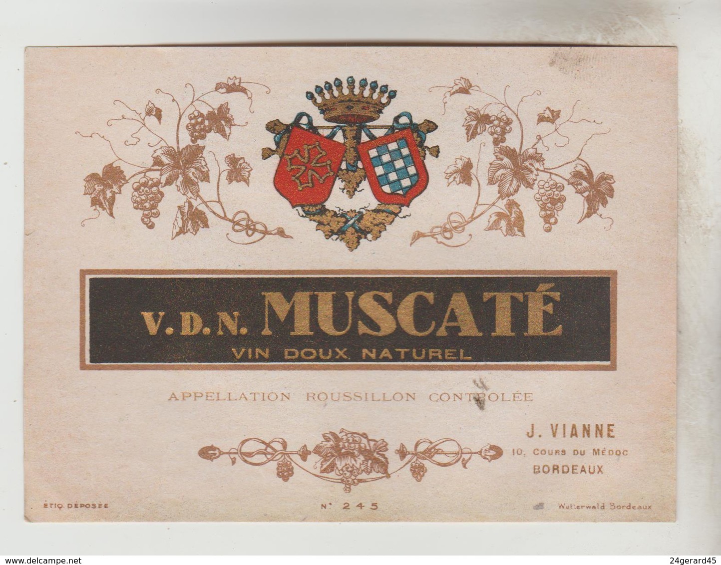 3 ETIQUETTES PUBLICITE ALCOOL APERITIF - VINS CUITS: J. VIANNE Bordeaux(33),VERARD VERDIER ELLIE Bx, APERITIF à Base Vin - Autres & Non Classés