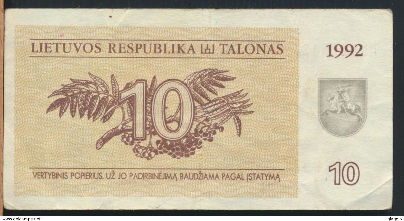 °°° LITHUANIA 10 TALONAS 1992 °°° - Lituanie