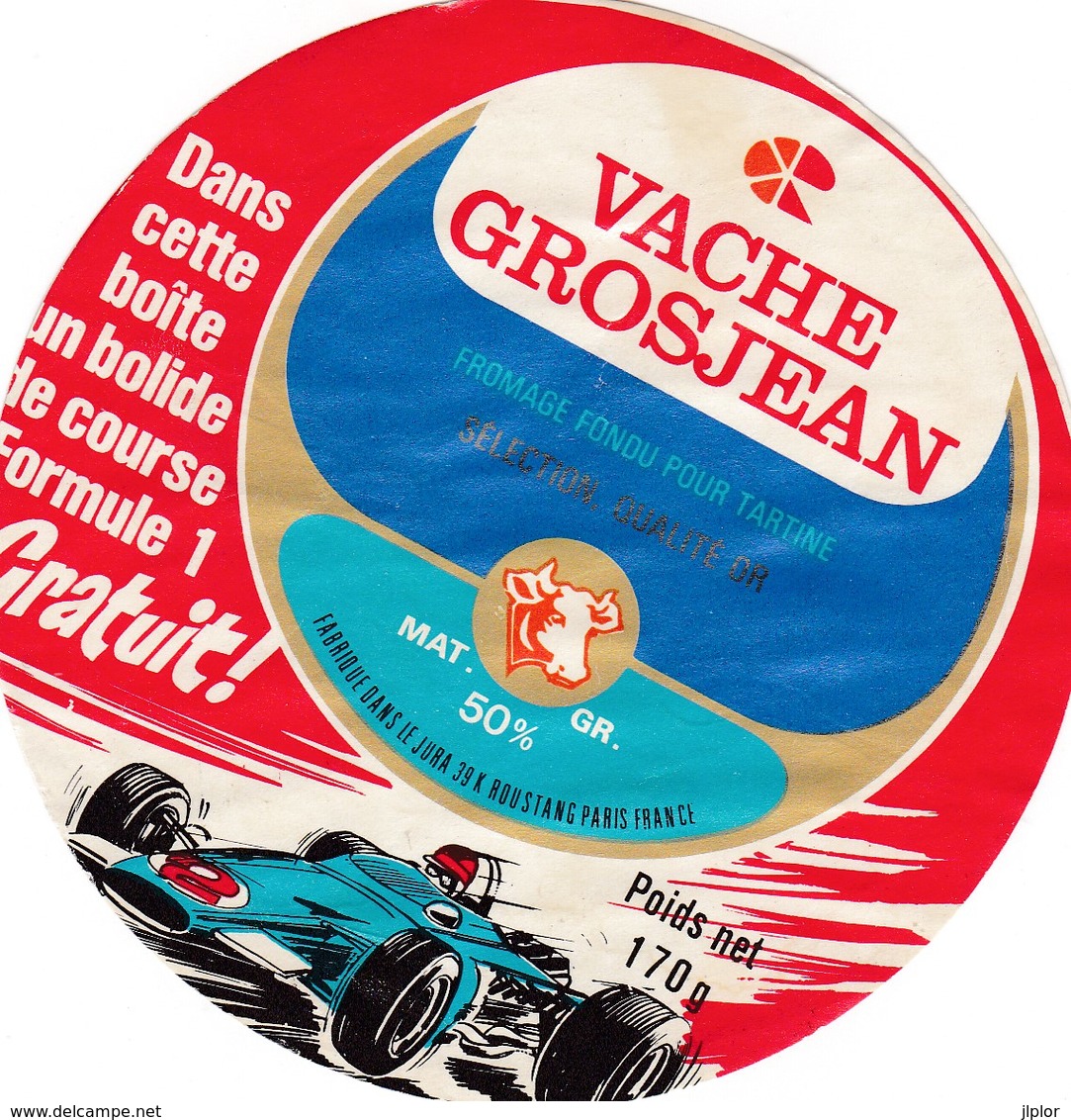 ETIQUETTE FROMAGE FONDU POUR TARTINES -     VACHE GROSJEAN -   JAMBON 170gr  - Jura  39-k - Fromage