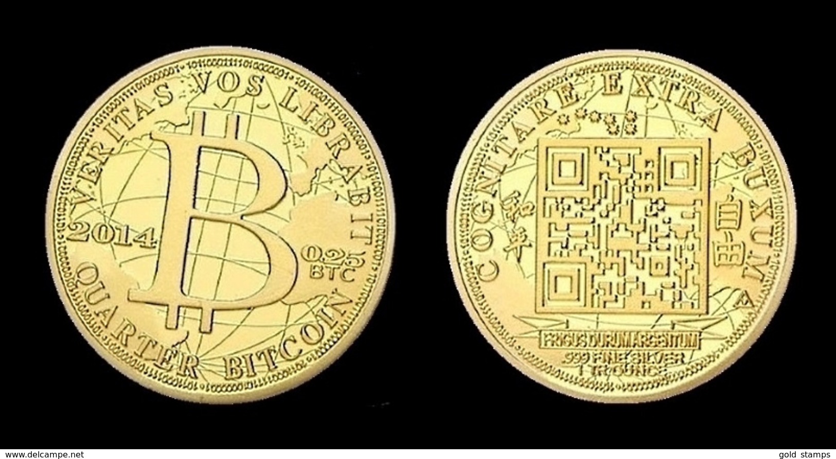 1 Pièce Plaquée OR ( GOLD Plated Coin ) - Quarter Bitcoin BTC - Other & Unclassified