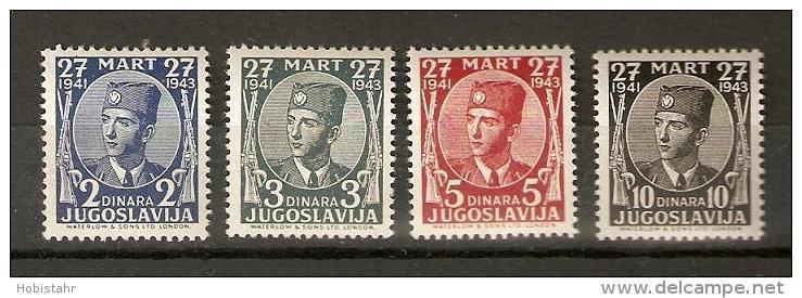 Kingdom Of Yugoslavia, Exile - King Petar, Complete Set, MNH /640/ - Other & Unclassified