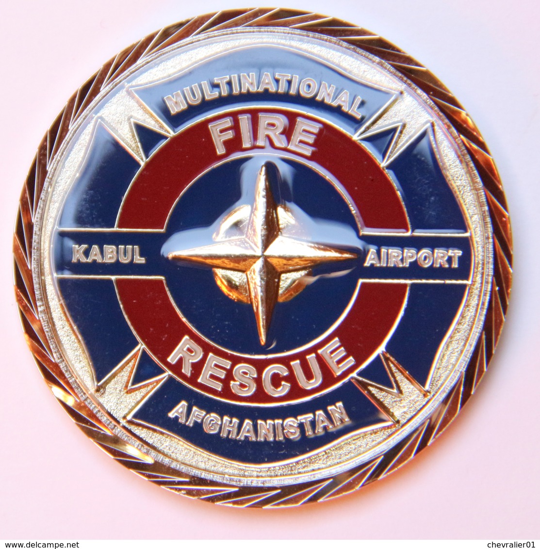 Militaria_Coin ISAF-KAIA_Fire Rescue_sécurité Aérienne Kabul - Hueste