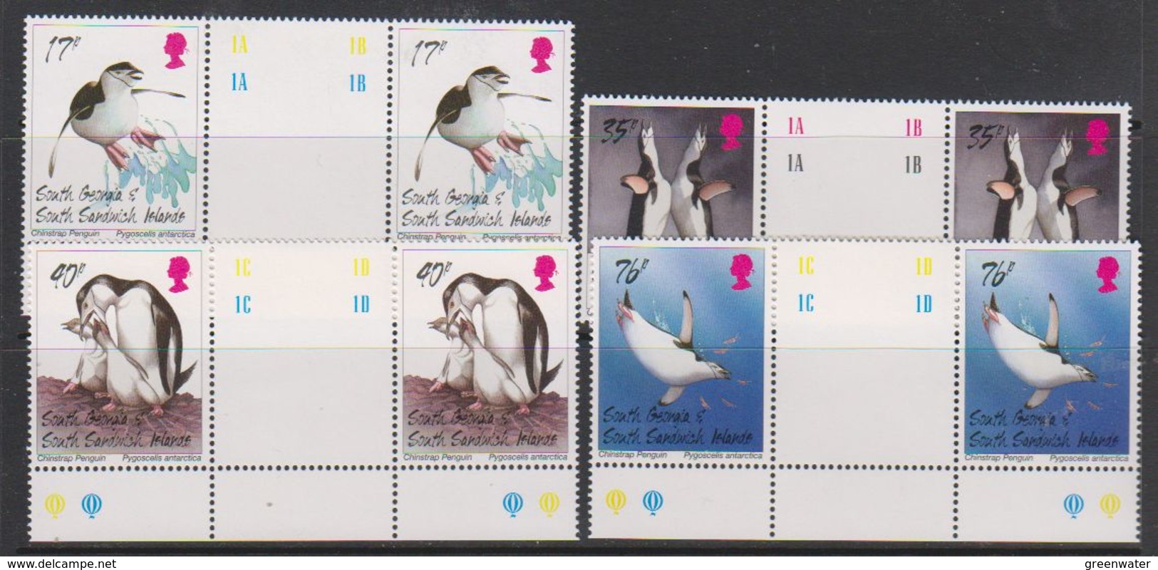 South Georgia 1996 Chinstrap Penguins 4v Gutter  ** Mnh (39706) - Zuid-Georgia