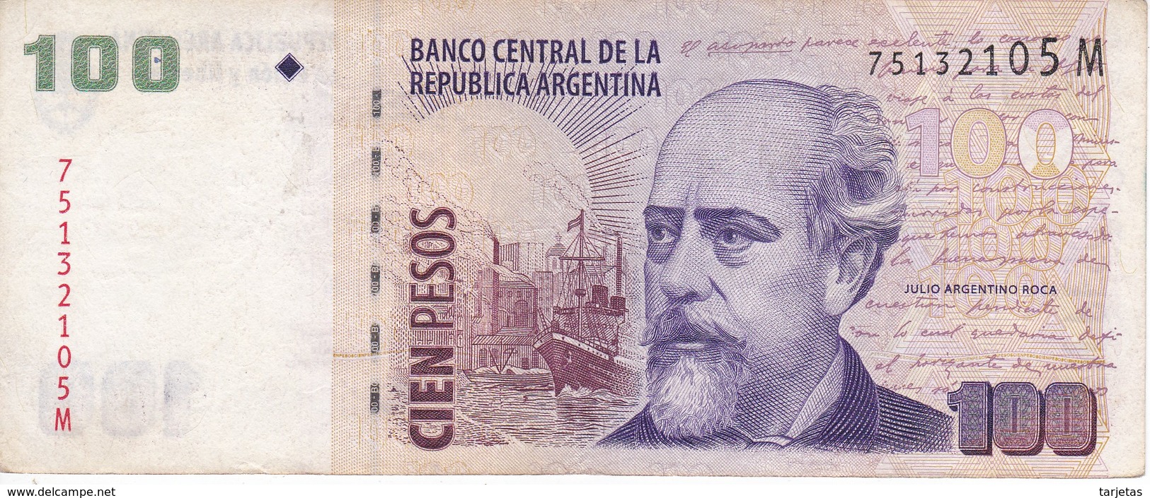 BILLETE DE ARGENTINA DE 100 PESOS  (BANKNOTE) JULIO ARGENTINO (DIFERENTES FIRMAS) - Argentina