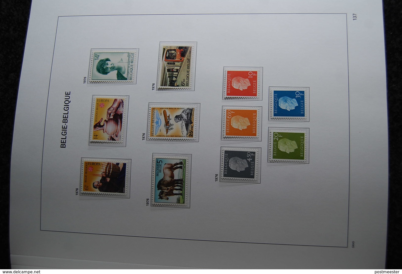 Verzameling België postfris in Davo Luxe album
