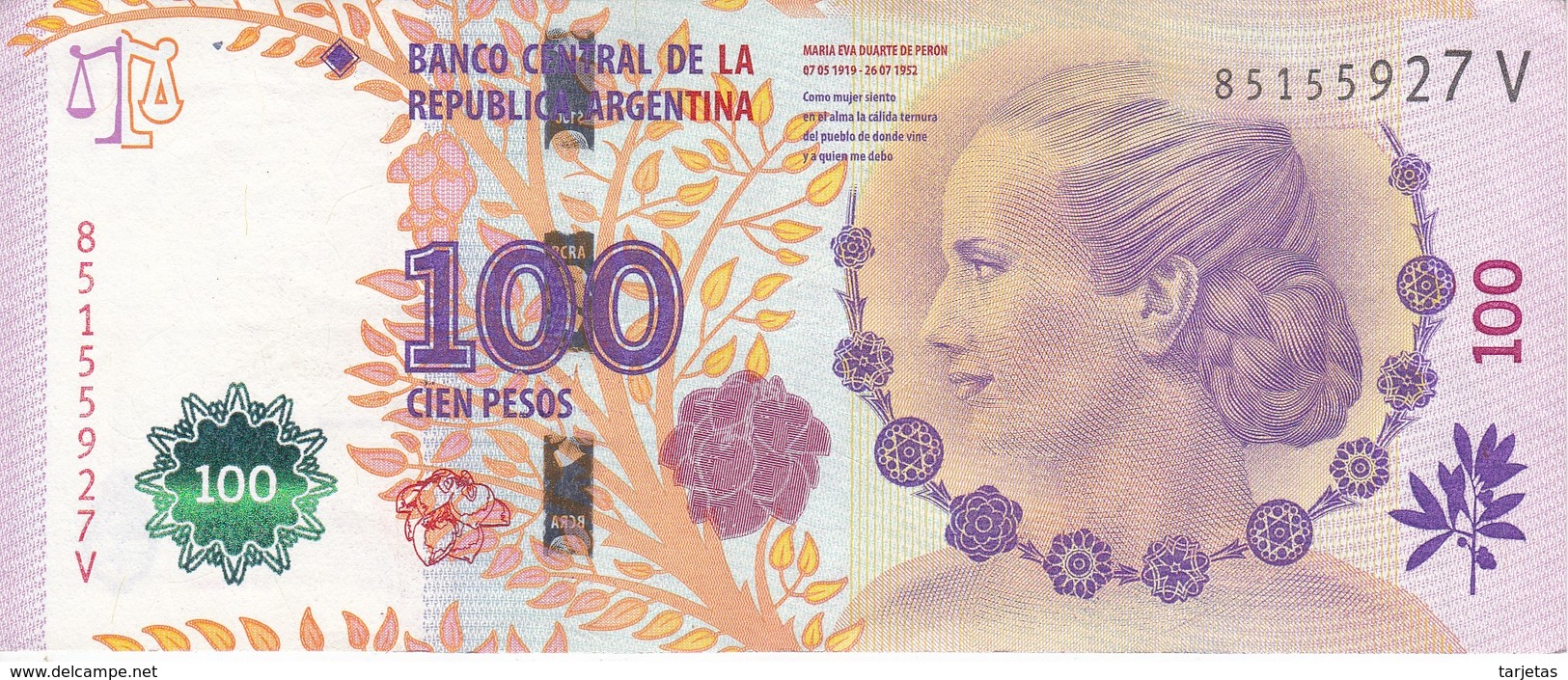 BILLETE DE ARGENTINA DE 100 PESOS DEL AÑO 2012 (BANKNOTE) DIFERENTES FIRMAS - Argentina