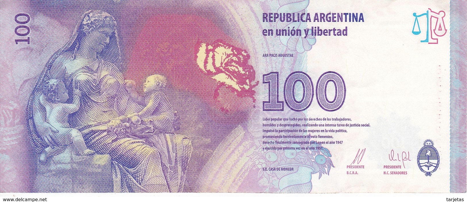 BILLETE DE ARGENTINA DE 100 PESOS DEL AÑO 2012 (BANKNOTE) DIFERENTES FIRMAS - Argentina