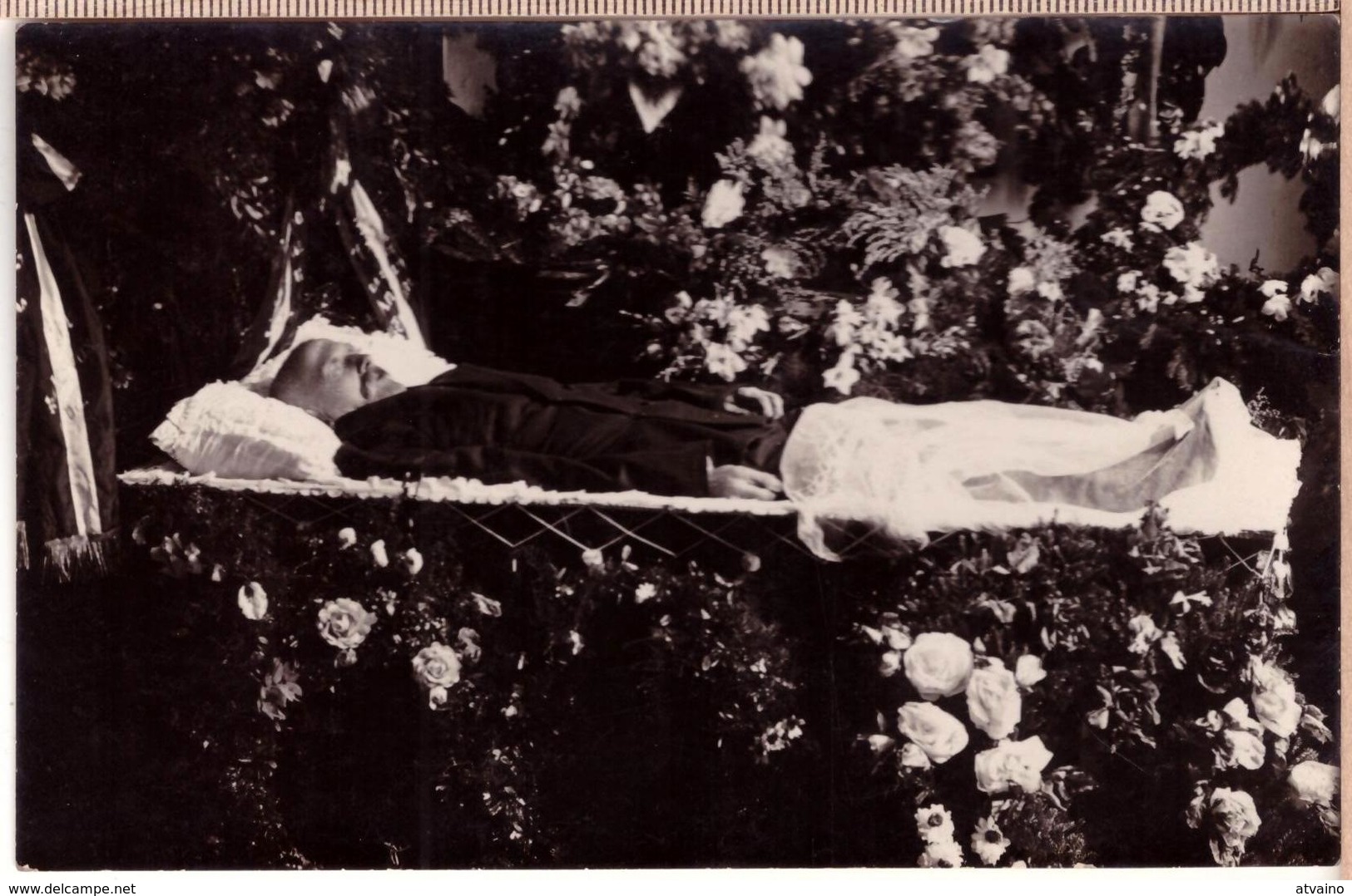 Antique Post Mortem Man In Casket Vintage Funeral Photo~1925 - Fotografia