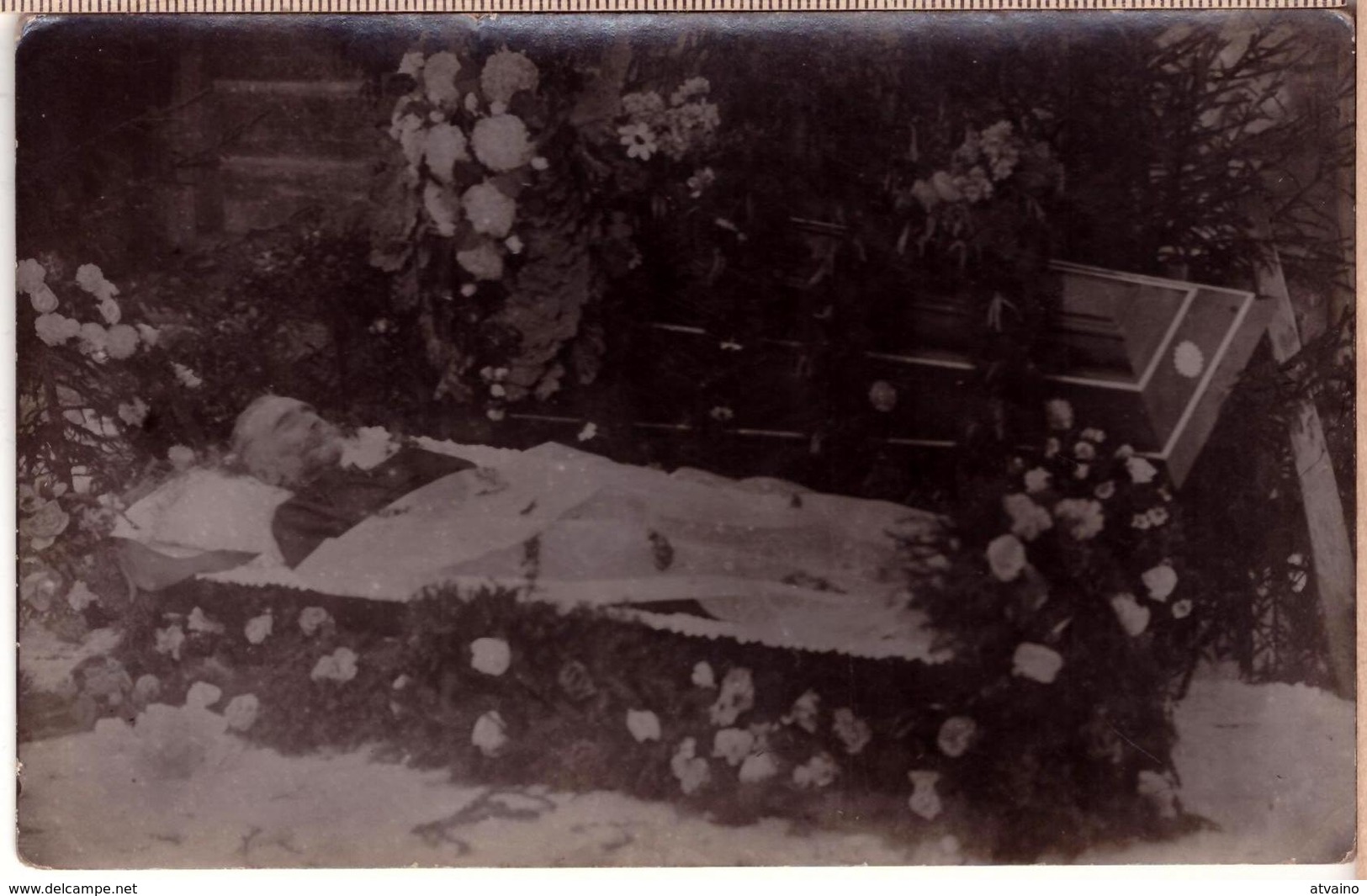 Antique Post Mortem Man In Casket Vintage Funeral Photo~1925 - Fotografía