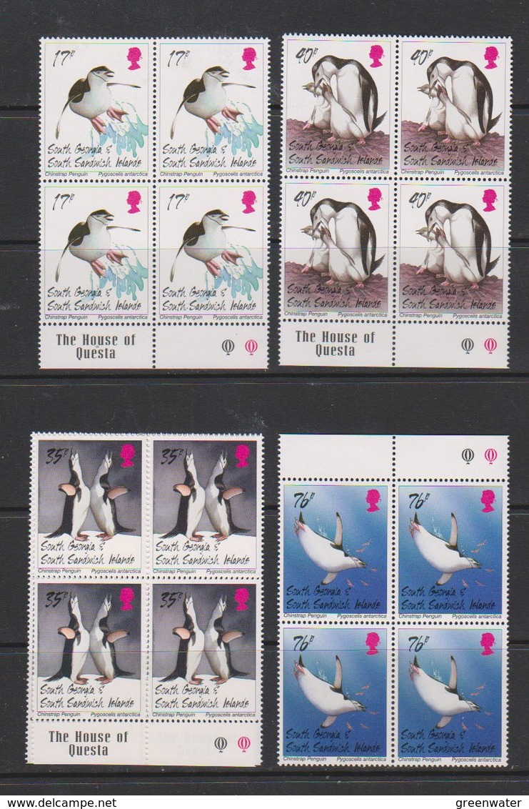 South Georgia 1996 Chinstrap Penguins 4v Bl Of 4  ** Mnh (39707) - Zuid-Georgia