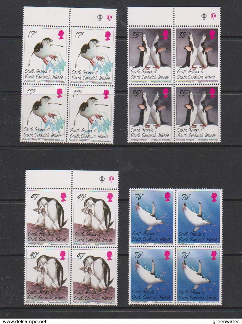 South Georgia 1996 Chinstrap Penguins 4v Bl Of 4  ** Mnh (39707B) - Zuid-Georgia