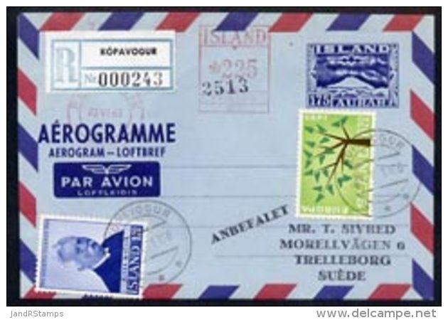 71441 Aerogramme - Iceland 1960s 175aur Aerogramme Registered Used - Airmail