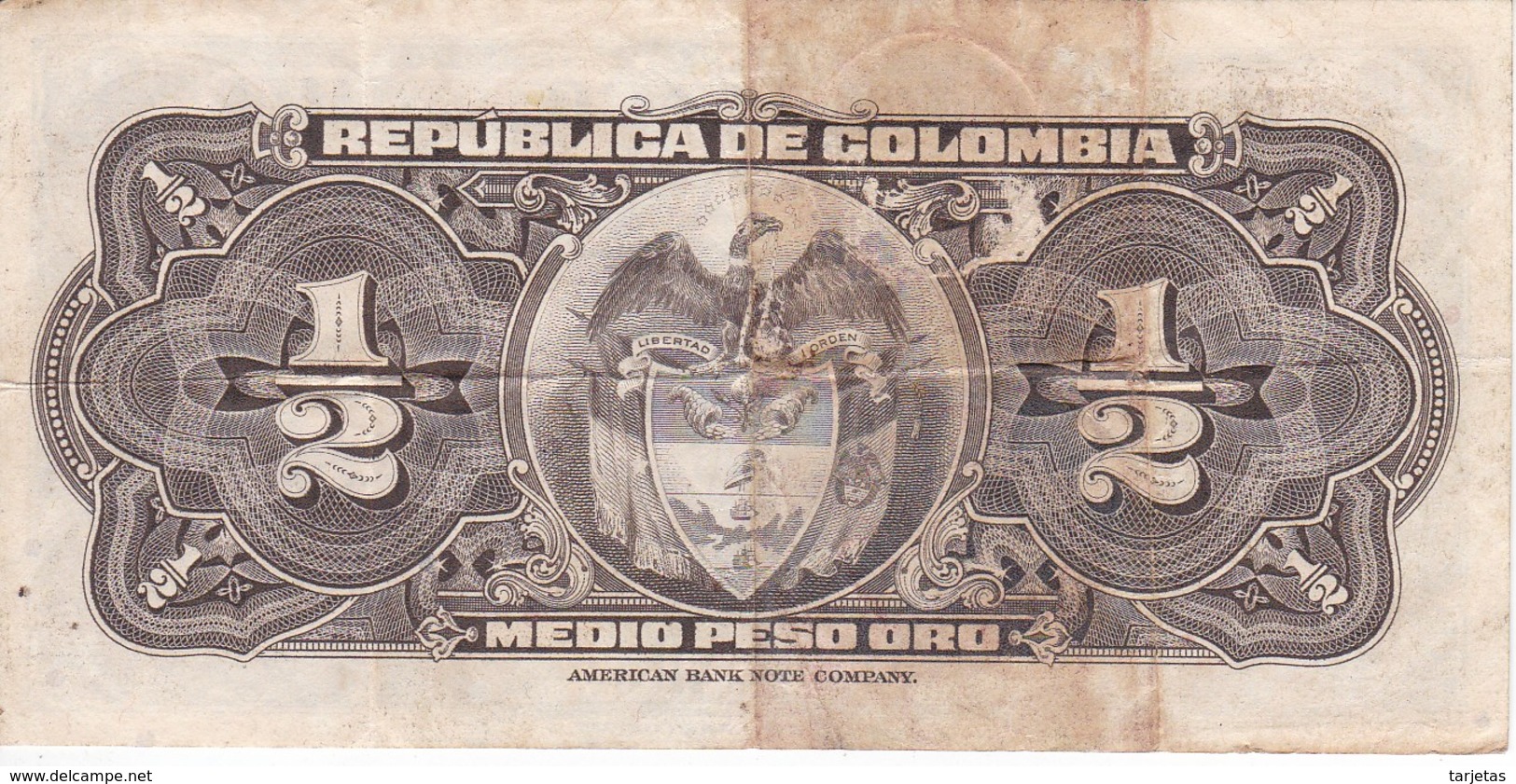 BILLETE DE COLOMBIA DE 1/2 PESO DE ORO DEL AÑO 1948  (BANK NOTE) - Colombia