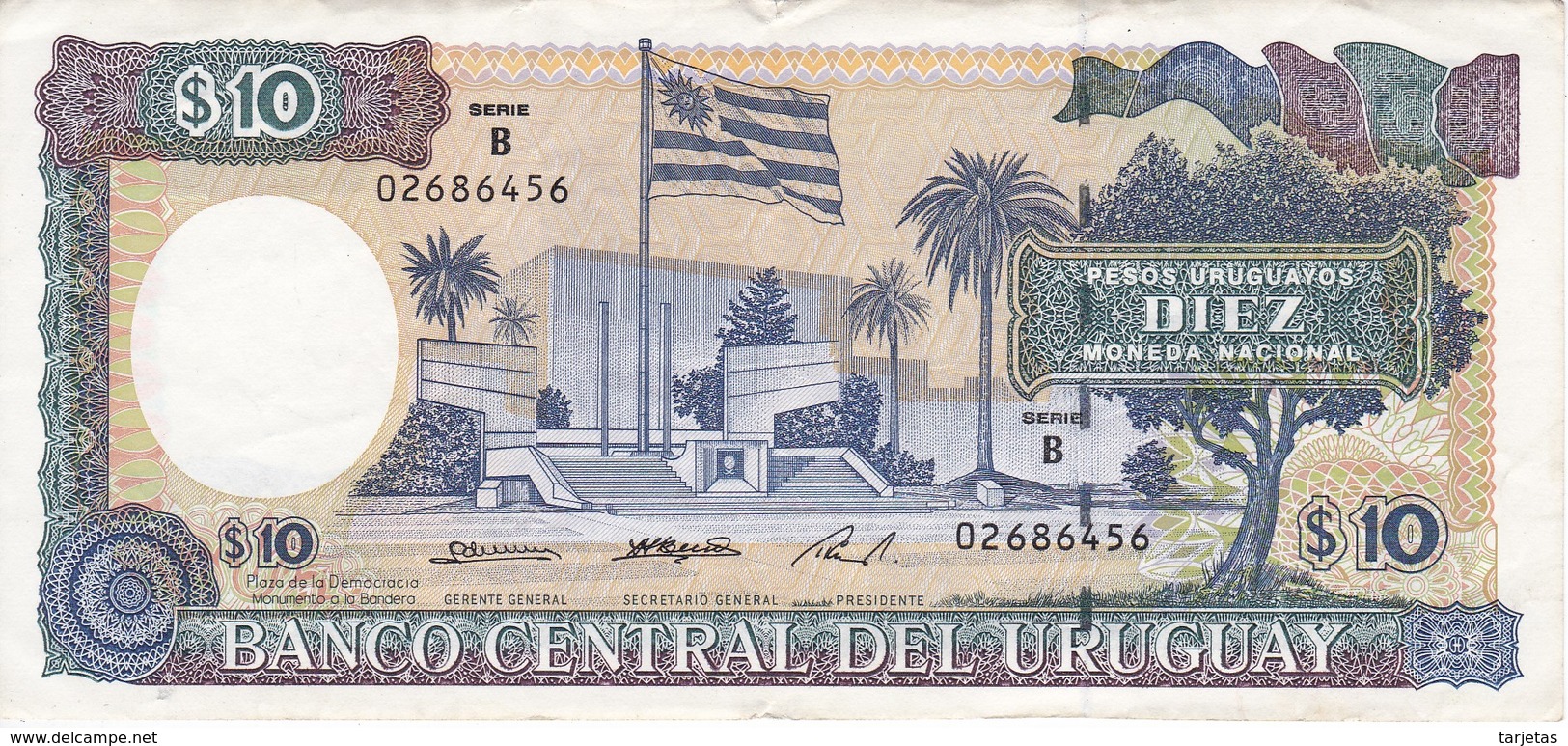 BILLETE DE URUGUAY DE 10 PESOS DEL AÑO 1995  (BANK NOTE) - Uruguay