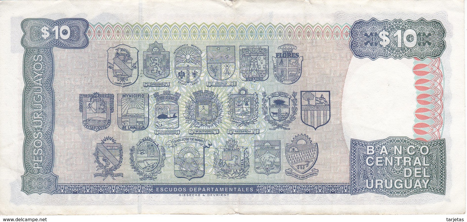 BILLETE DE URUGUAY DE 10 PESOS DEL AÑO 1995  (BANK NOTE) - Uruguay