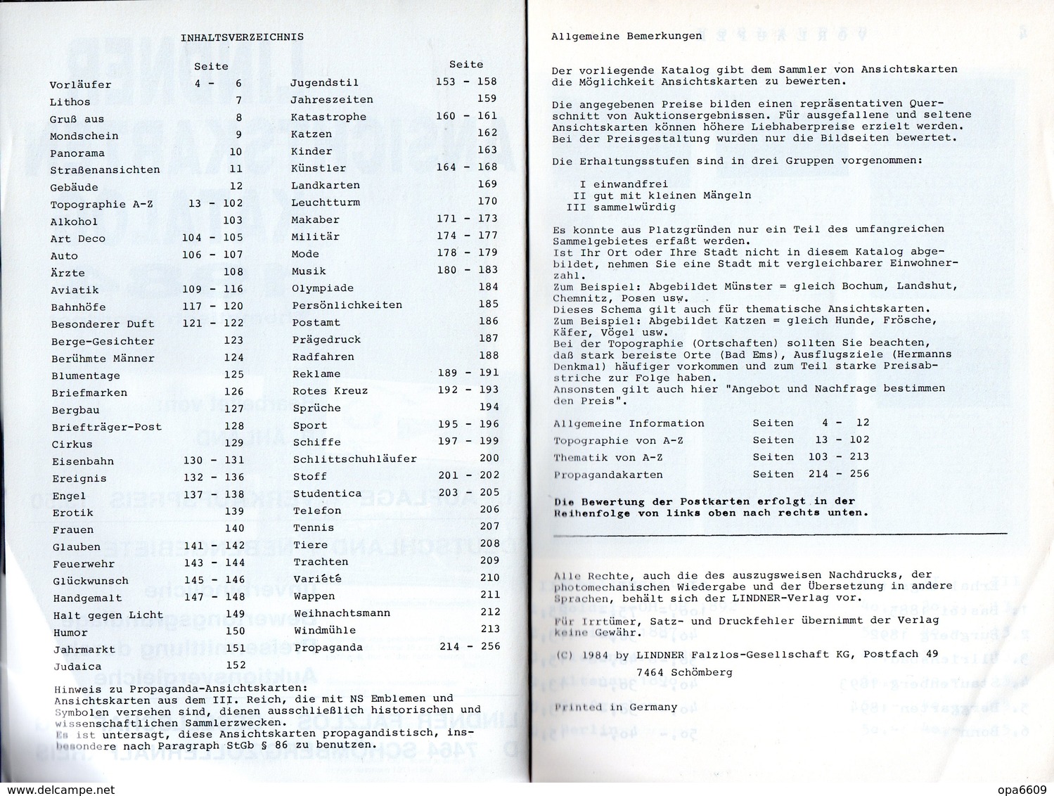 LINDNER ANSICHTSKARTEN KATALOG 1984 DEUTSCHLAND+NEBENGEBIETE - Bücher & Kataloge