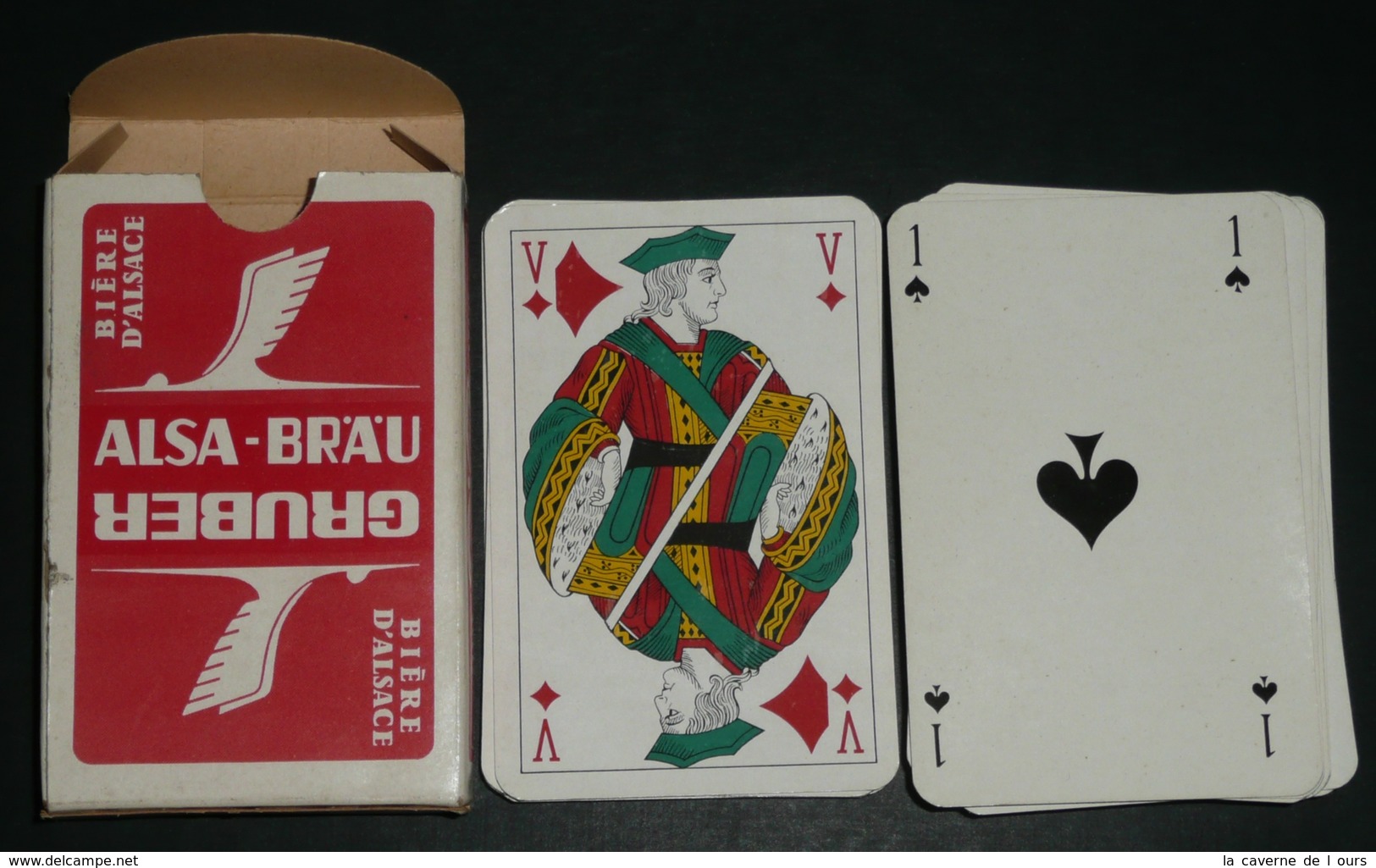 Rare Jeu De 32 Cartes Publicitaires, Pub "Alsa-Bräu Gruber" Bières Bière, Coins Dorés - 32 Cartes