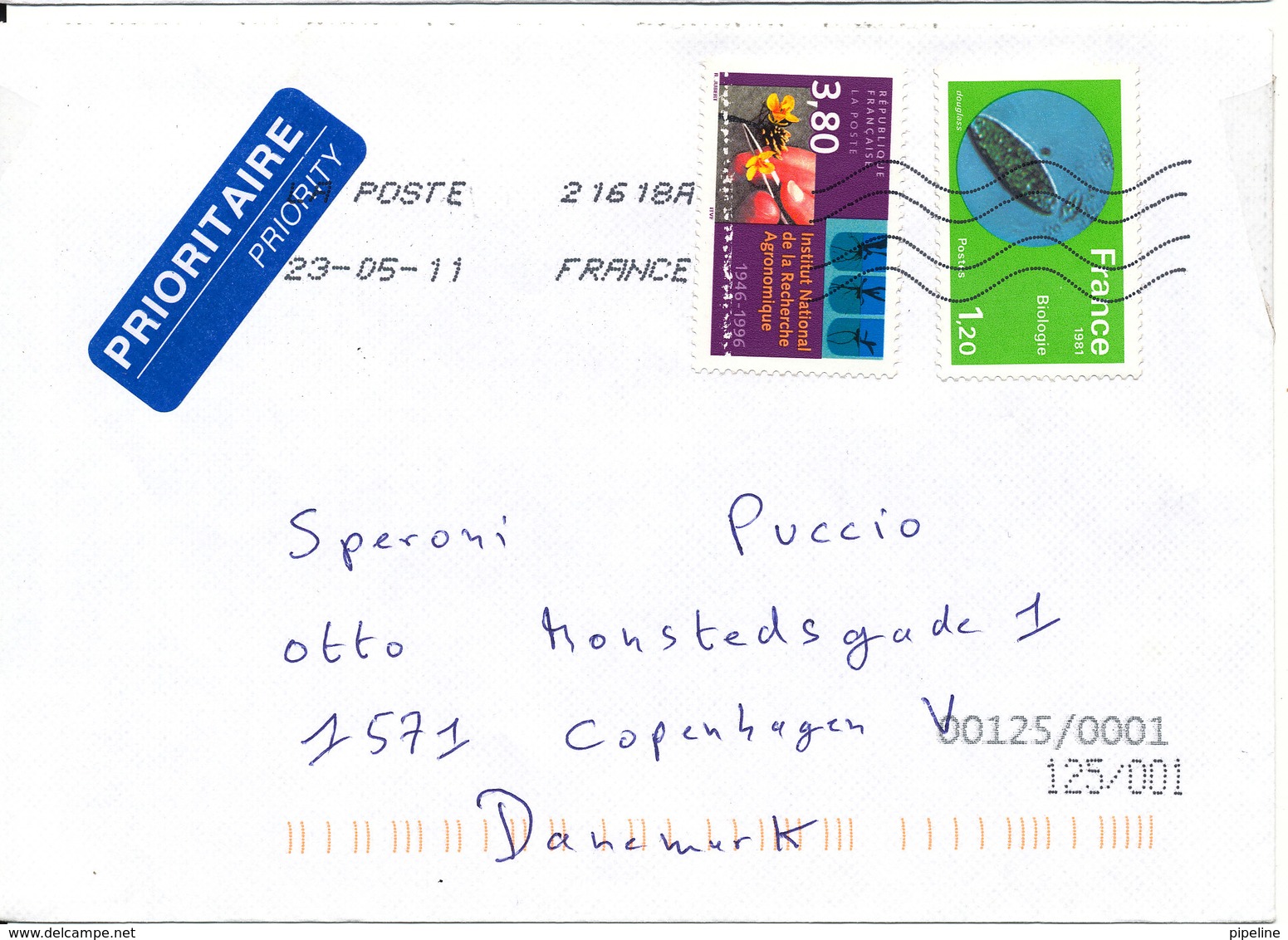 France  Cover Sent To Denmark 23-5-2011 - Lettres & Documents