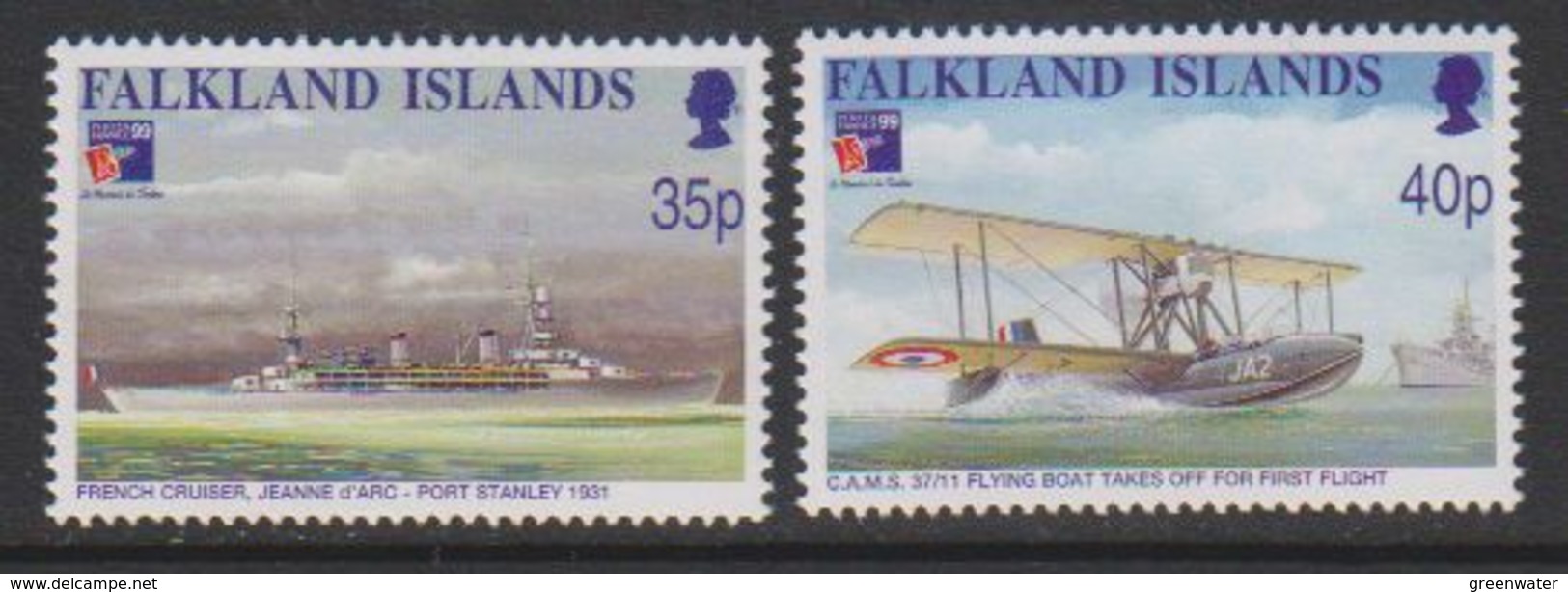 Falkland Islands 1999 Philexfrance / First Flight Over Falkland Islands 2v ** Mnh (39711) - Falklandeilanden