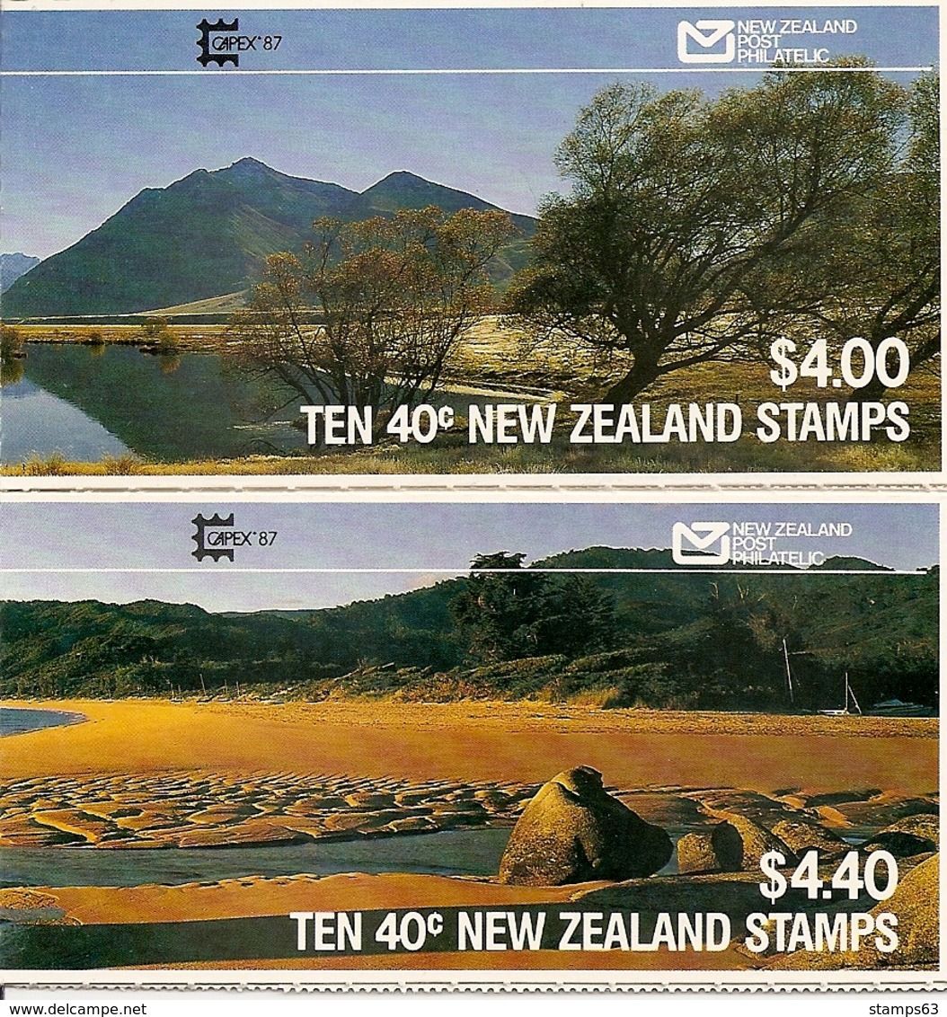 NEW ZEALAND, 1987, Booklet 43/44, Pair Booklets, Overprint CAPEX - Booklets