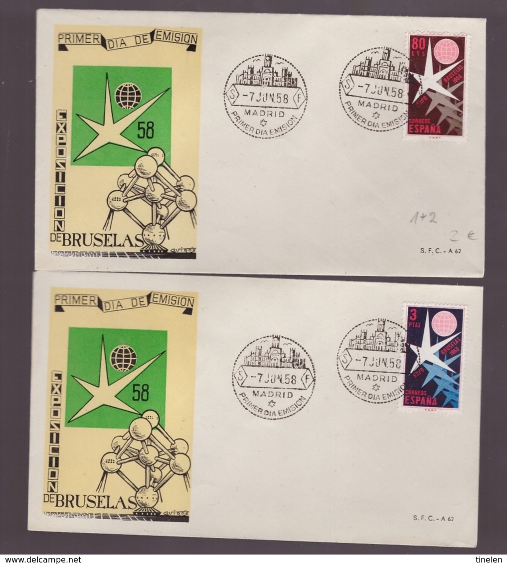 SPAGNA - 1958  2 FDC EXPO BRUXELLES - 1958 – Brussel (België)