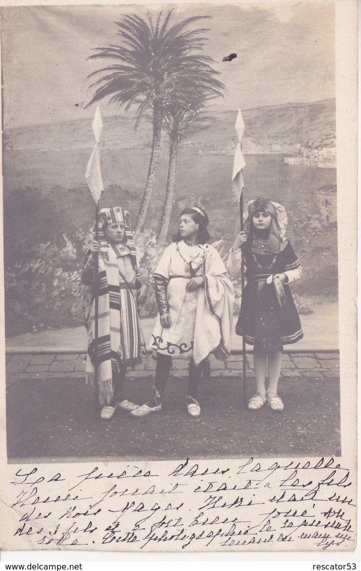 Cpa Trois Enfants Pour Pièce De Théatre - Fotografie