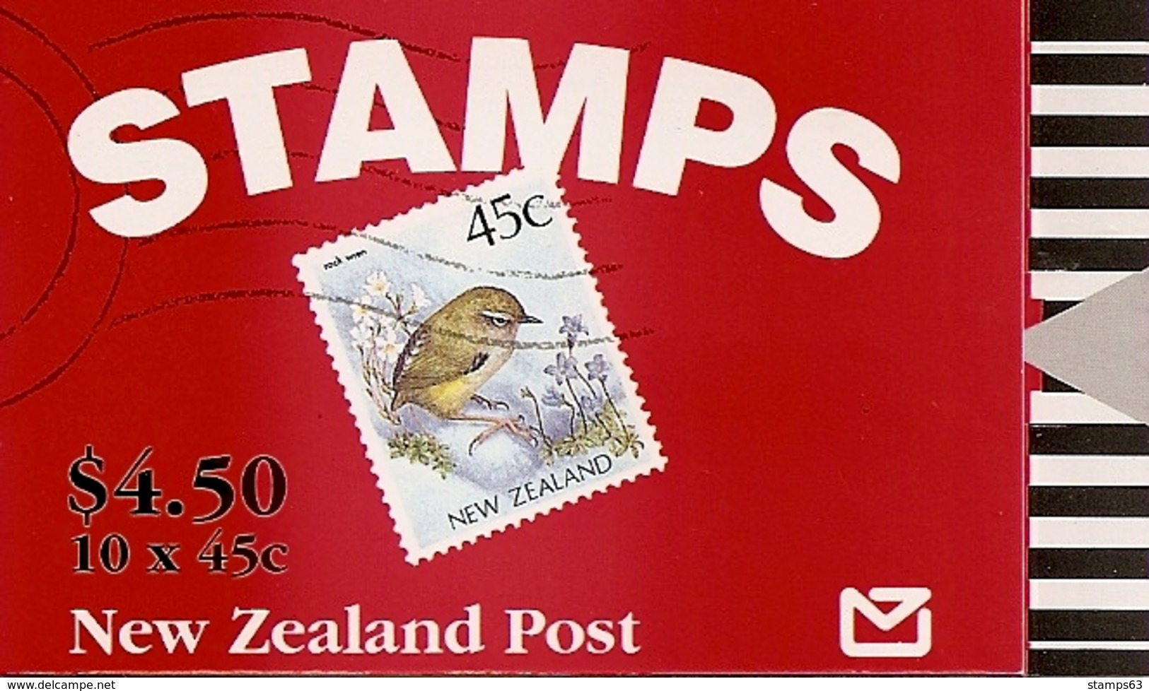 NEW ZEALAND, 1991, Booklet 59, $ 4.50, Bird Rock Wren, Red - Booklets