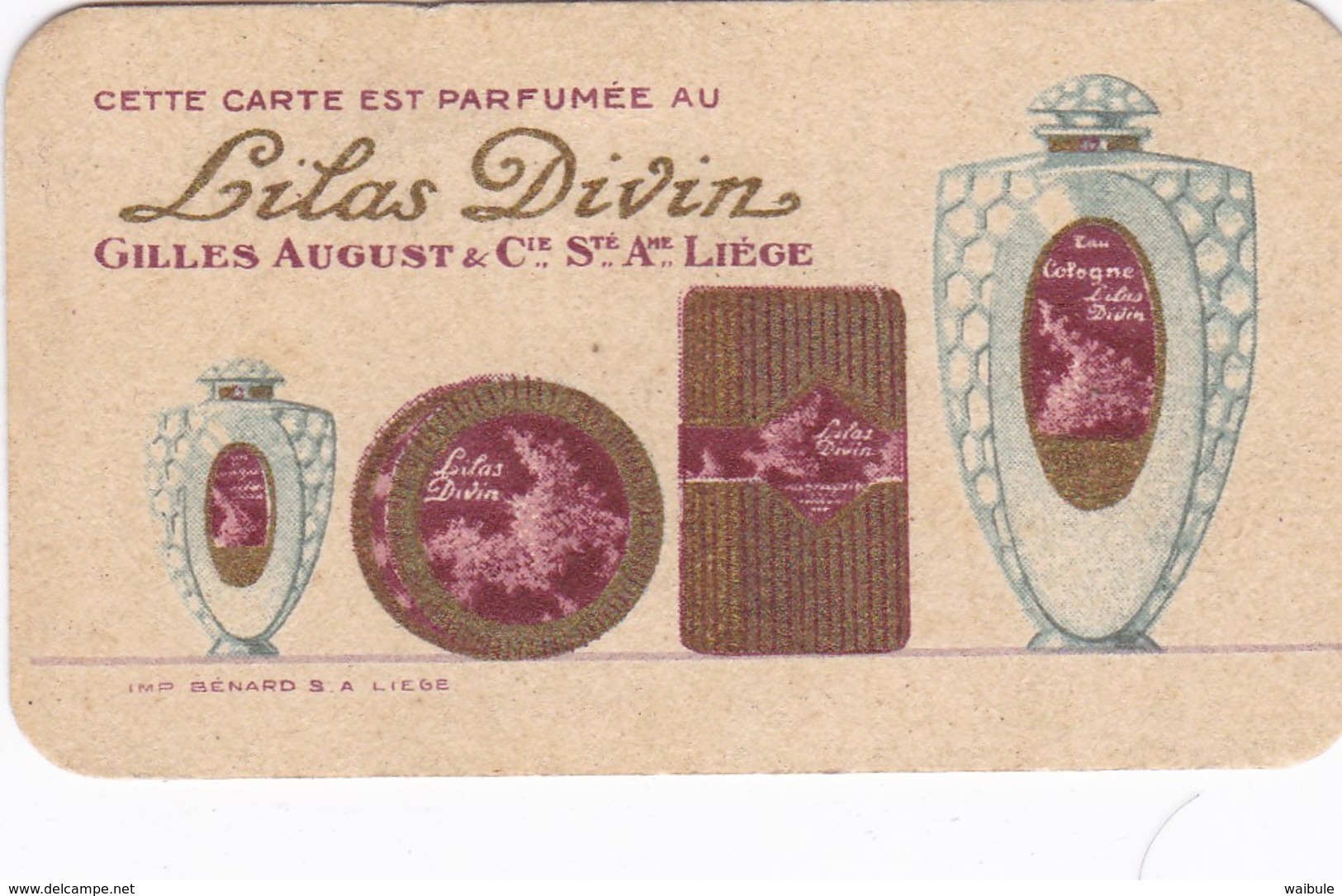 Carte Parfumée Parfum Lilas Divin Liège - Anciennes (jusque 1960)