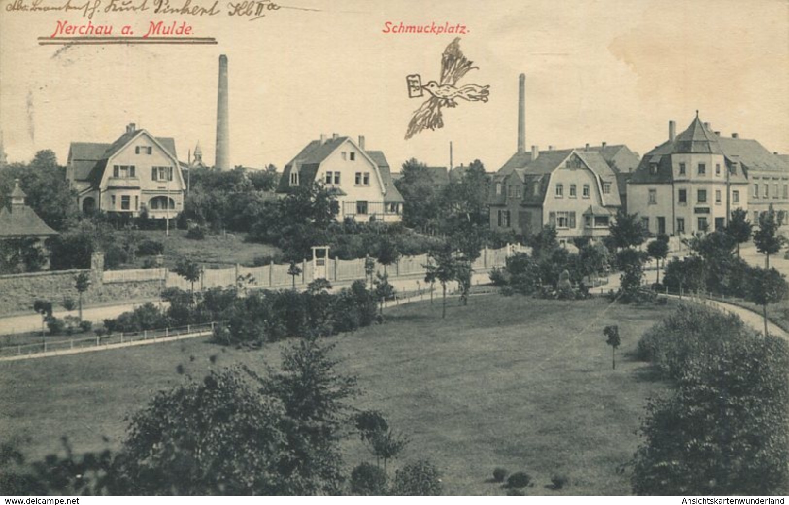 004791  Nerchau A. Mulde - Schmuckplatz  1918 - Grimma