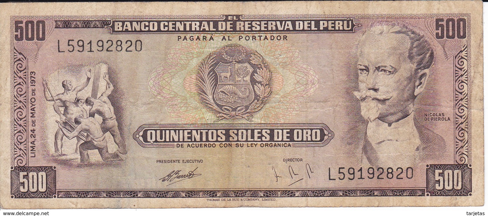 BILLETE DE PERU DE 500 SOLES DE ORO DEL AÑO 1973 (BANKNOTE) - Peru