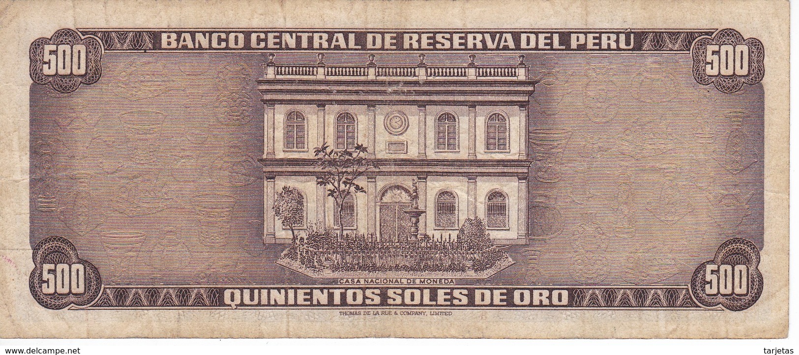 BILLETE DE PERU DE 500 SOLES DE ORO DEL AÑO 1973 (BANKNOTE) - Pérou