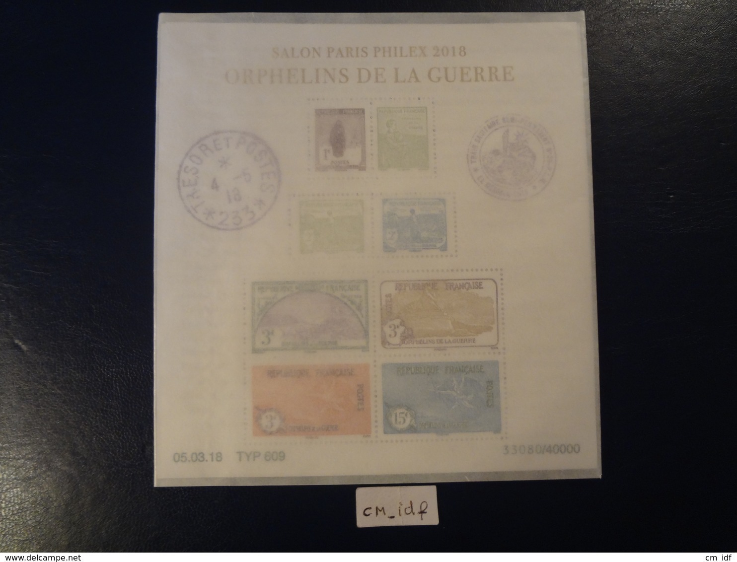 FRANCE 2018 BLOC FEUILLET SALON PARIS PHILEX 2018 ORPHELINS DE LA GUERRE AVEC NOTICE DATE 05.03.18 - Mint/Hinged