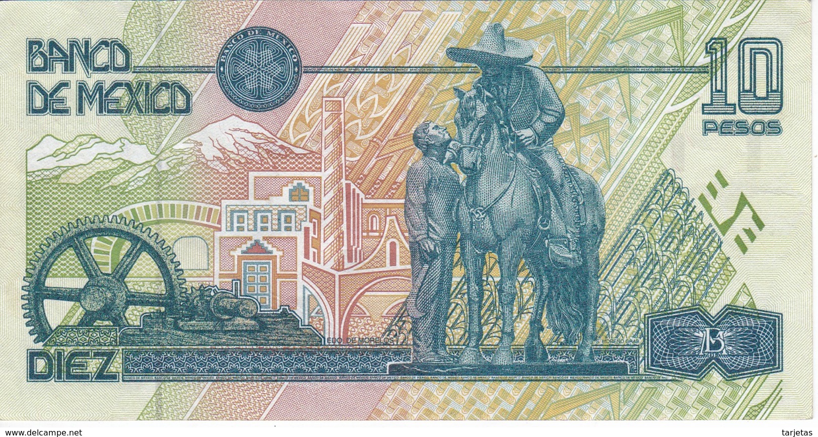 BILLETE DE MEXICO DE 10 PESOS AÑO 1994 DE EMILIANO ZAPATA   (BANKNOTE) - México