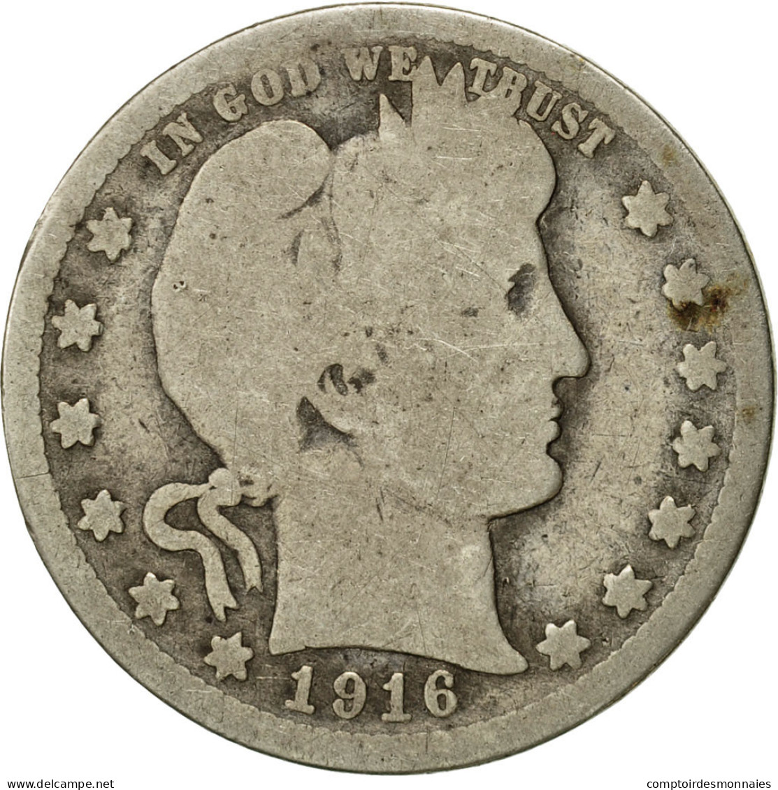 Monnaie, États-Unis, Barber Quarter, Quarter, 1916, U.S. Mint, Philadelphie, B - 1892-1916: Barber