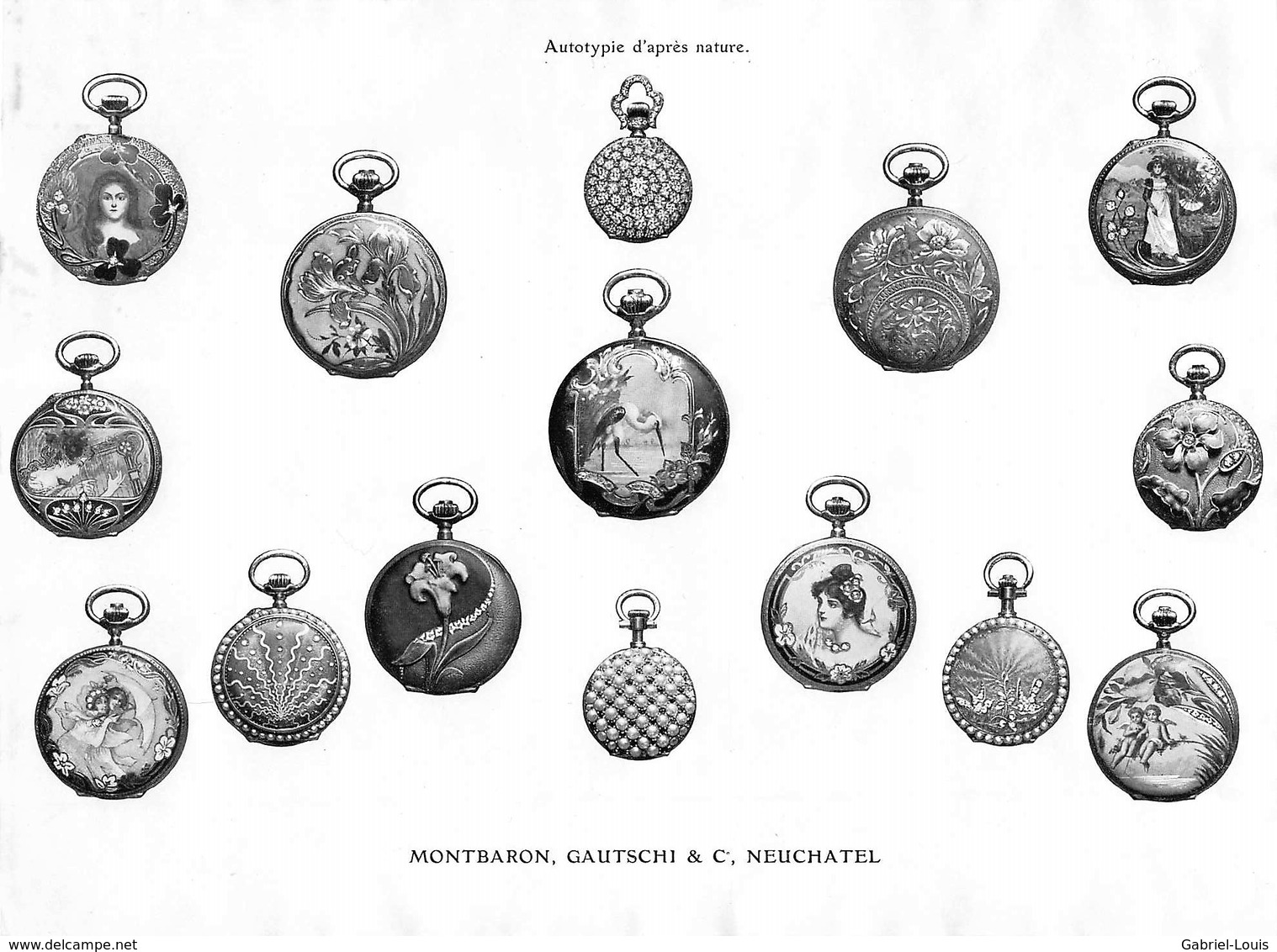 Montres Autotypie D'après Nature Montbaron, Gautschi & C, - Neuchâtel - Suisse  ( Papier ~ 25 X 18 Cm) - Andere Plannen