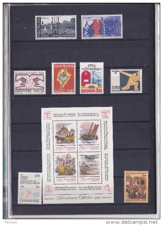 Denmark, 1986 Yearset, Mint In Folder With 2 Rare Hafnia Miniature Sheets, 5 Scans. - Años Completos