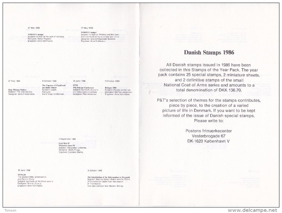 Denmark, 1986 Yearset, Mint In Folder With 2 Rare Hafnia Miniature Sheets, 5 Scans. - Años Completos