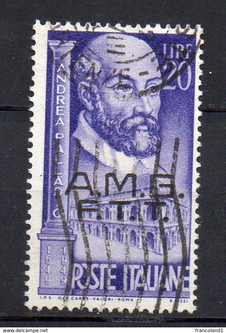 1949 Trieste A -  Palladio N. 50 Timbrato Used Sassone 30 Euro - Oblitérés