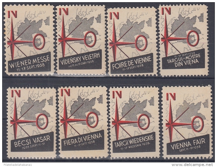 F-EX7021 AUSTRIA CINDERELLA OSTEREICH FAIR VIENNA 1938 MNH DIFFERENT LANGUAGES - Autres & Non Classés