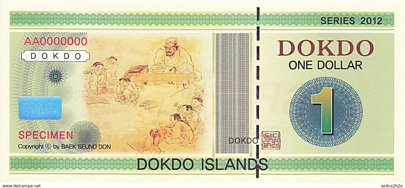 Specimen Île DOKDO Corée 1 Dollar 2012 UNC - Ficción & Especímenes