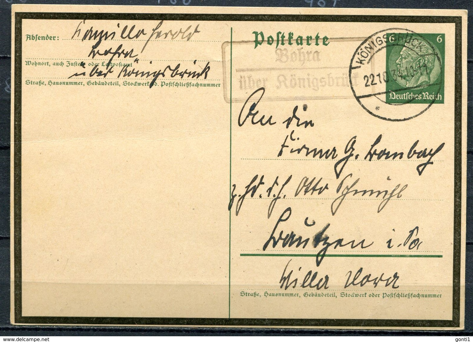 German Empires 1934 GS Mi.Nr.P235(Trauerran)mit Deutlichen Postnebenstellen Stempel"Bohra,Königsbrück"1 GS Used - Other & Unclassified