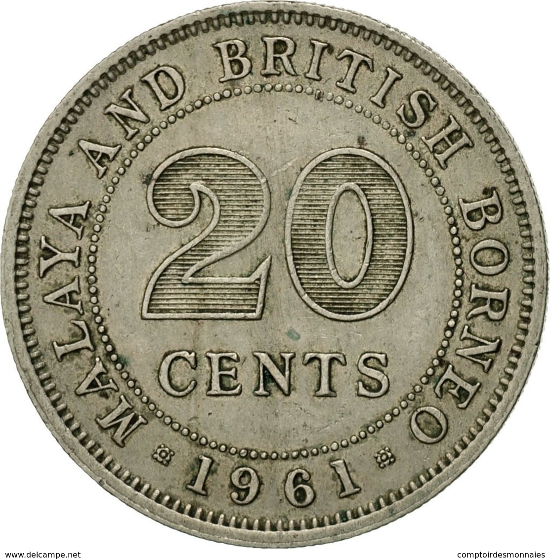 Monnaie, MALAYA & BRITISH BORNEO, 20 Cents, 1961, TTB, Copper-nickel, KM:3 - Brunei